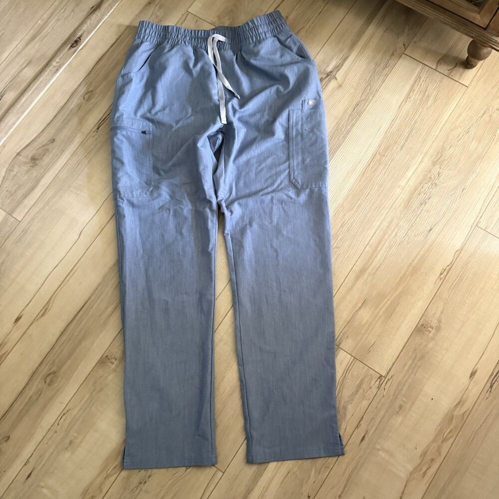 FIGS High Waisted Elastic Waist Light Blue Scrub Pants Technical Collection L